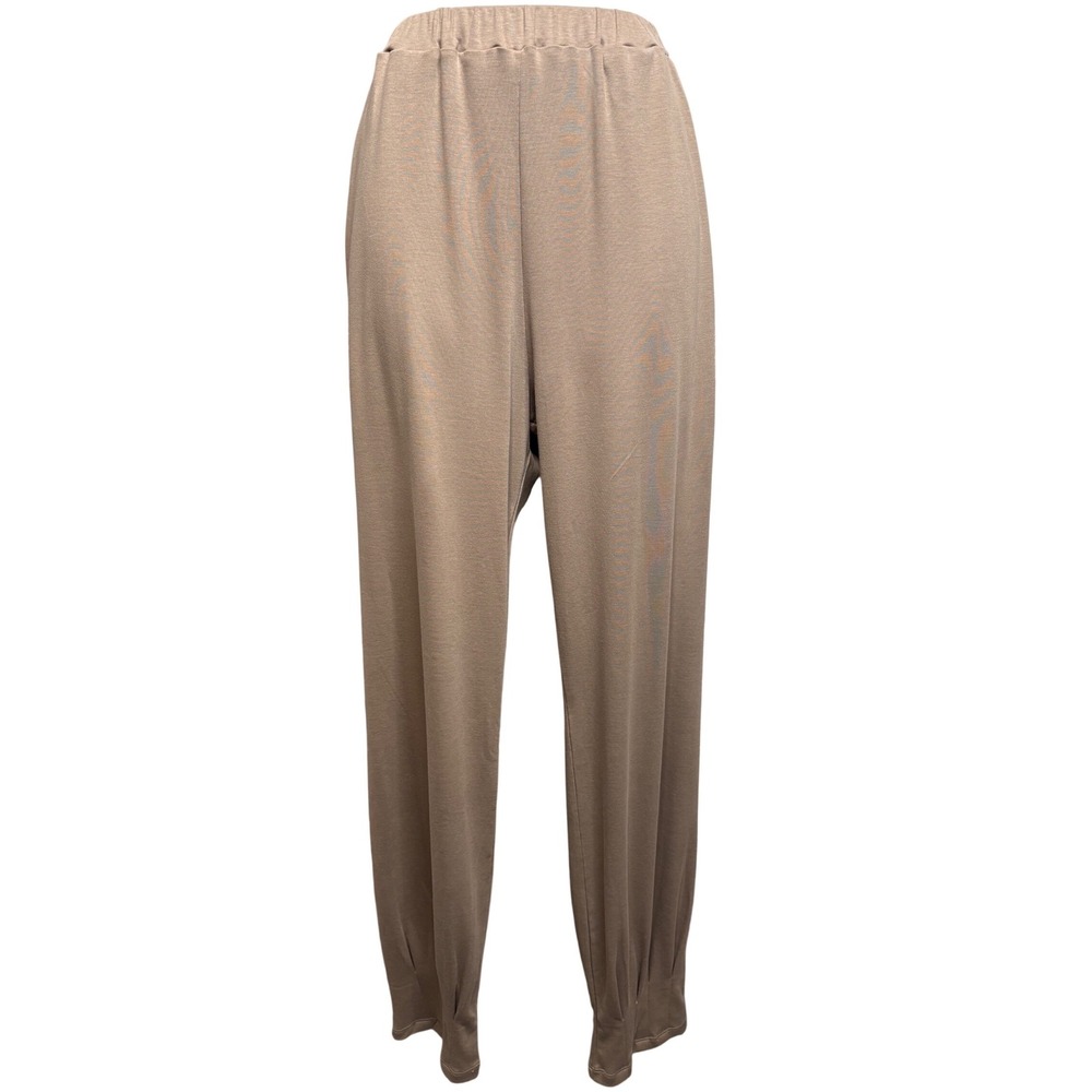 PLANET BY LAUREN G Womens Taupe Pima Cotton Jogger Pants Sz 3/L Lagenlook Earthy